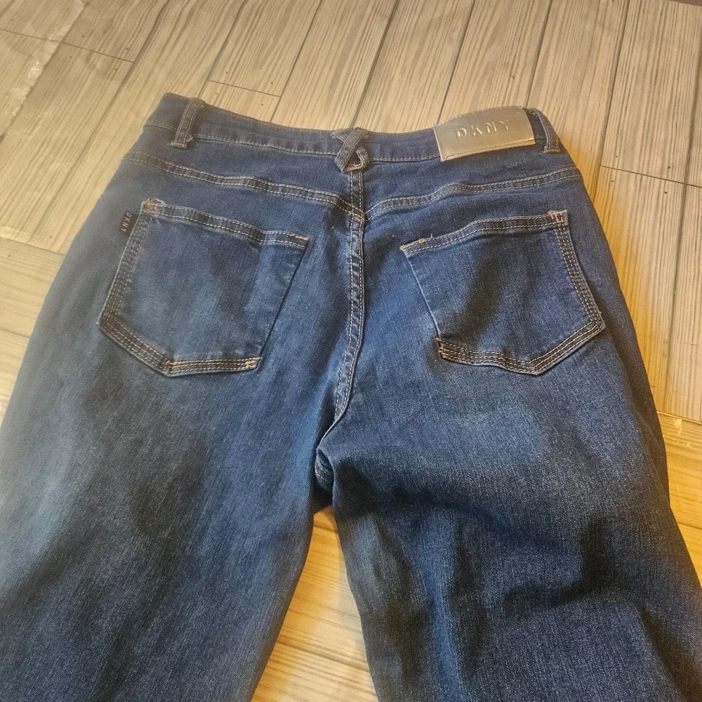 DKNY Jeans Womens 14 Blue Distressed Ripped Straight Leg Denim‎ Casual Trendy